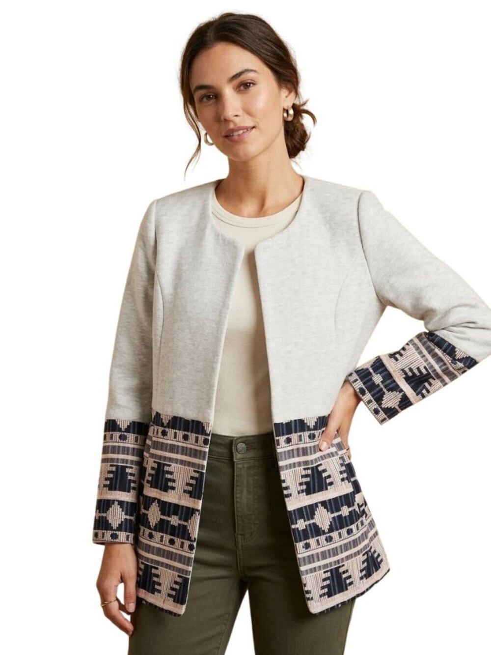 Anthropologie Elevenses Textured Southwest Lined Jacket Cotton Blend Size S